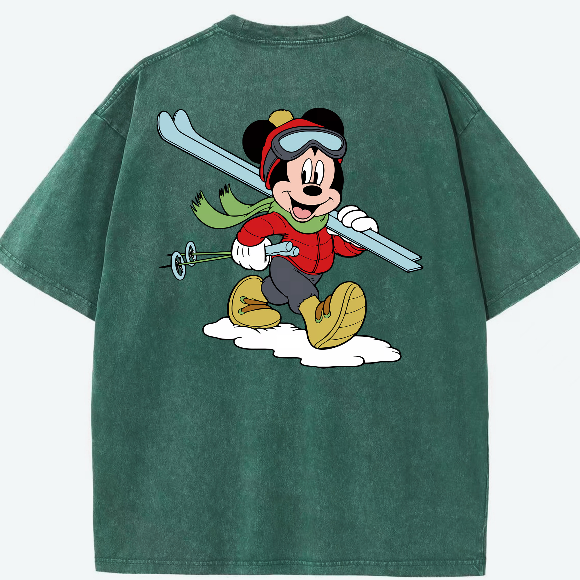 （画像用） ミッキーマウス Mickey Mouse 綿100% ヴィンテージ風 半袖Tシャツ（背面プリント）